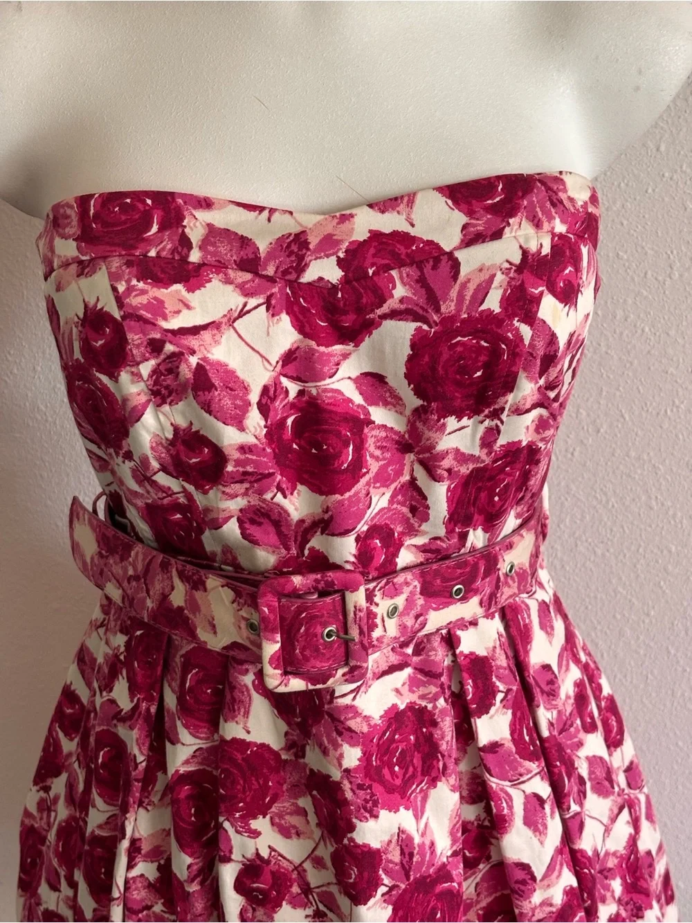 Vintage Floral Strapless Dress